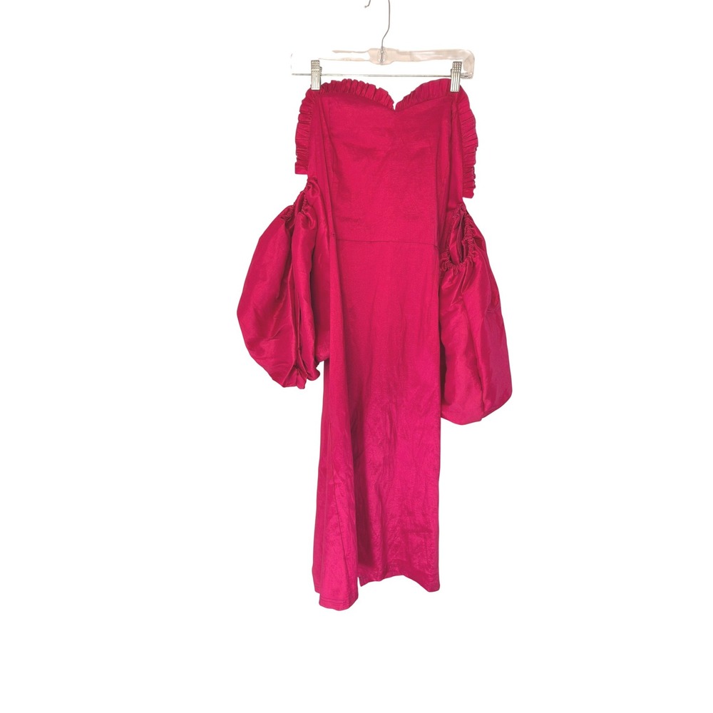Aomei Pink Off Shoulder Dress Sweetheart Neckline‎ Puff Sleeve Strapless 2XL